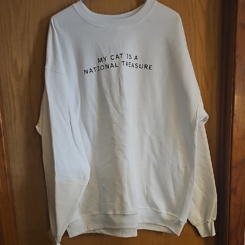 Hanes White Crewneck Sweatshirt with Black Text